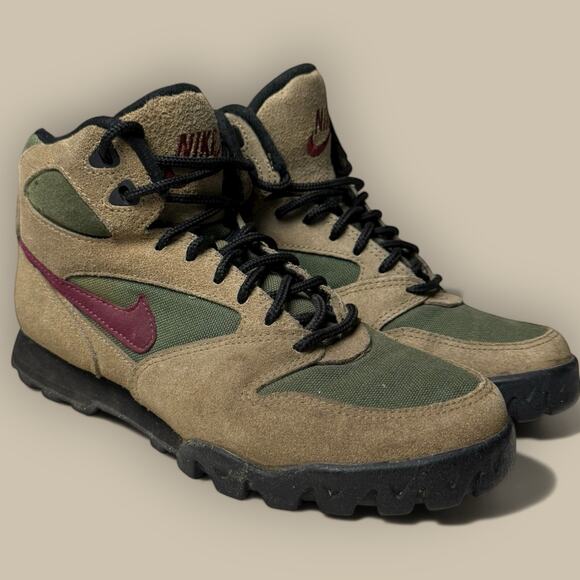 Vtg Nike ACG Caldera 90s Suede Hiking Boots RARE Plum Swoosh Womens 7 940204-IB - Picture 1 of 6